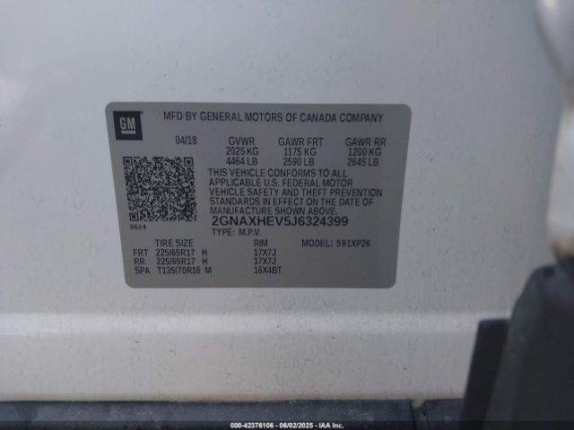2GNAXHEV5J6324399 Chevrolet EQUINOX LS