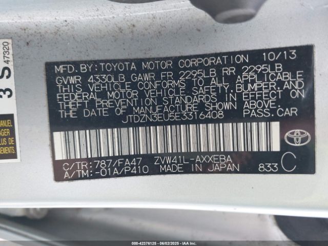 JTDZN3EU5E3316408 Toyota Prius V Three