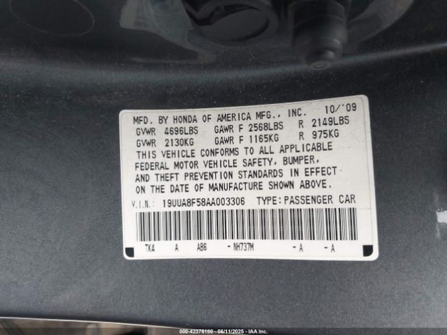 2010 ACURA TL 19UUA8F58AA003306 Photo 8