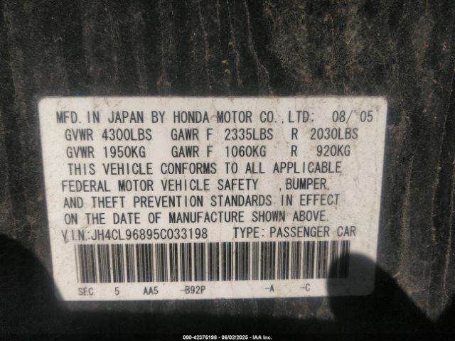 2005 ACURA TSX JH4CL96895C033198 Photo 8