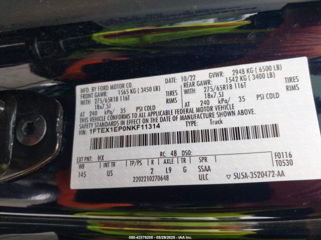 2022 FORD F-150 1FTEX1EP0NKF11314 Photo 8