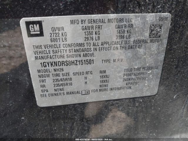 1GYKNDRS8HZ151501 Cadillac XT5 LUXURY