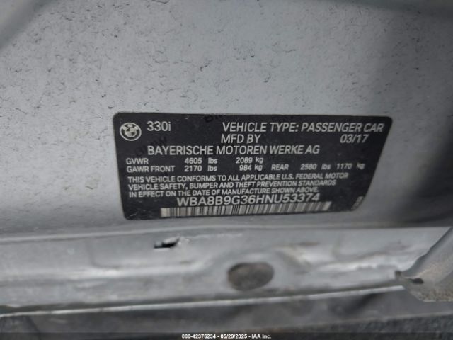2017 BMW 330I WBA8B9G36HNU53374 Photo 8