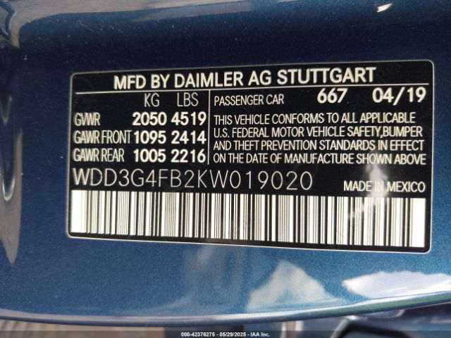 2019 MERCEDES-BENZ A 220 WDD3G4FB2KW019020 Photo 8