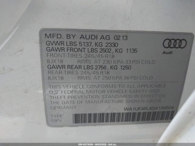 2013 AUDI ALLROAD WA1UFAFL4DA198504 Photo 8