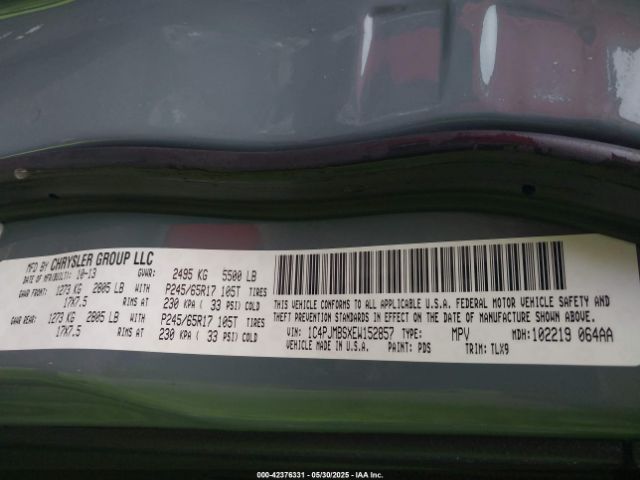 1C4PJMBSXEW152857 Jeep Cherokee Trailhawk