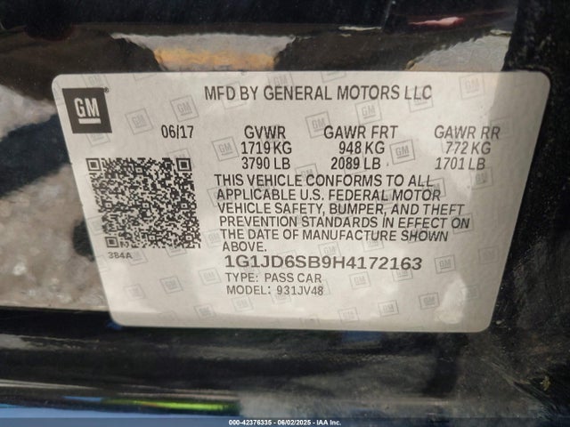 1G1JD6SB9H4172163 Chevrolet luv - mfi, vvt: variable valve timing, alum, e85 max