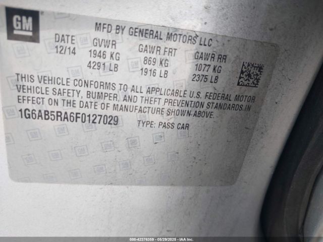 1G6AB5RA6F0127029 Cadillac ATS LUXURY