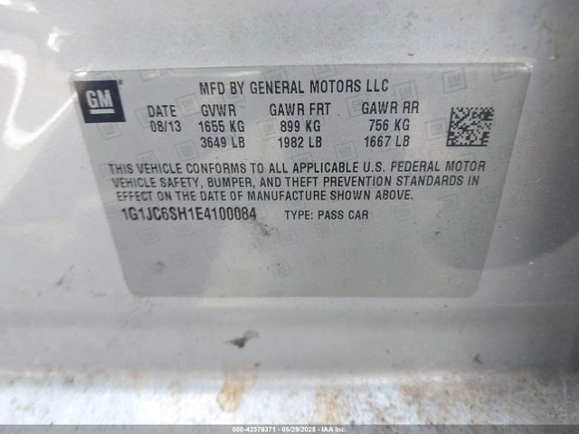 1G1JC6SH1E4100084 Chevrolet Sonic Lt Auto