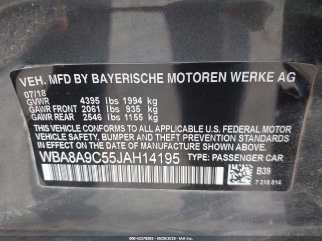 WBA8A9C55JAH14195 BMW 320i