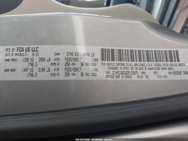 2016 DODGE GRAND CARAVAN 2C4RDGBG8GR155071 Photo 8