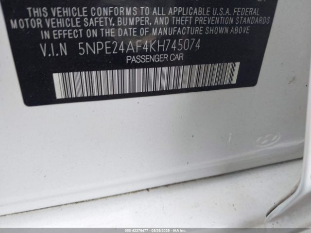 5NPE24AF4KH745074 Hyundai SONATA SE