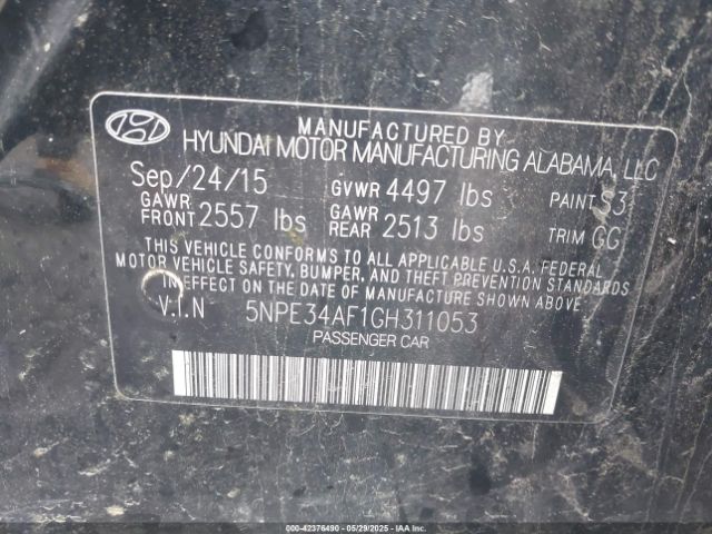 5NPE34AF1GH311053 Hyundai Sonata Limited