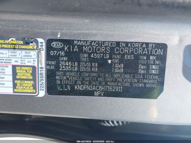 KNDPN3AC8H7162911 KIA Sportage Ex
