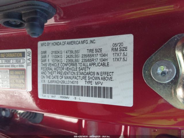 5J6RW2H29LL014015 Honda l15be