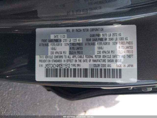 JM3TCACY4M0511512 Mazda Cx-9 Touring