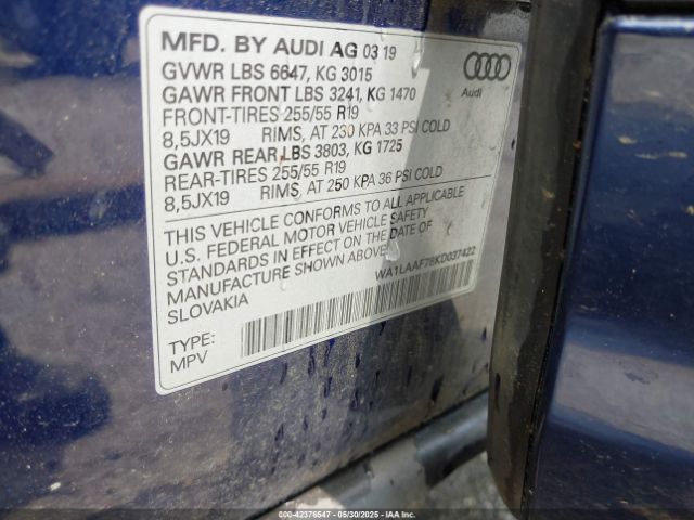 WA1LAAF78KD037422 Audi Q7 55 Premium/55 Se Premium