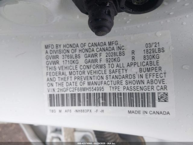 2021 HONDA CIVIC 2HGFC2F68MH554995 Photo 8