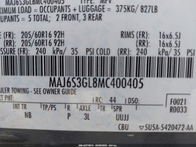 MAJ6S3GL8MC400405 Ford Ecosport Se