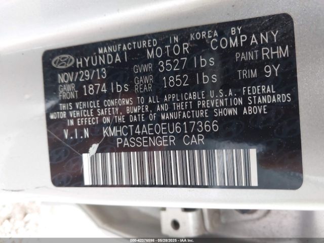 KMHCT4AE0EU617366 Hyundai ACCENT GLS