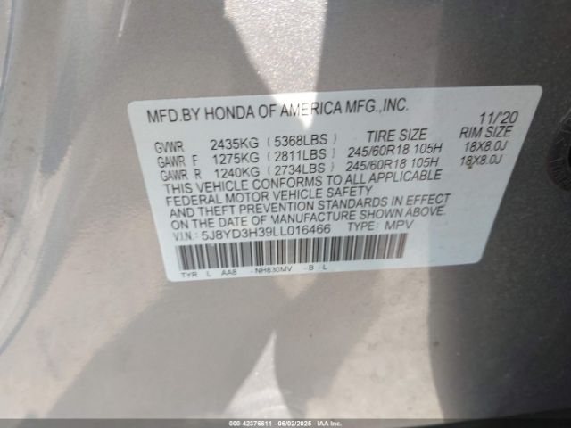 2020 ACURA MDX 5J8YD3H39LL016466 Photo 8