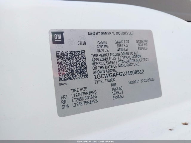 Chevrolet l96 - engine flexible fuel, iron 2018 1GCWGAFG2J1908512 Image 9