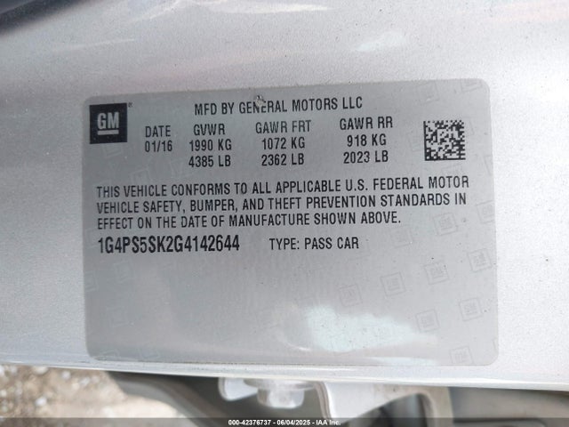 1G4PS5SK2G4142644 Buick lea - gas/alc, sidi, alum, ho