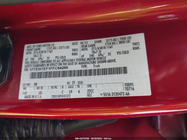 1FTEW1EF1FFC84266 Ford F-150 Xlt