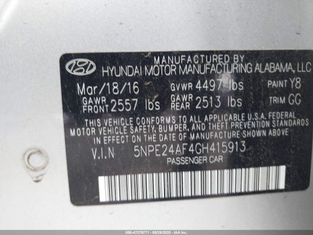 5NPE24AF4GH415913 Hyundai dohc gdi theta-ii