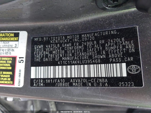 Toyota CAMRY LE 2020 4T1C11AK4LU395468 Image 9