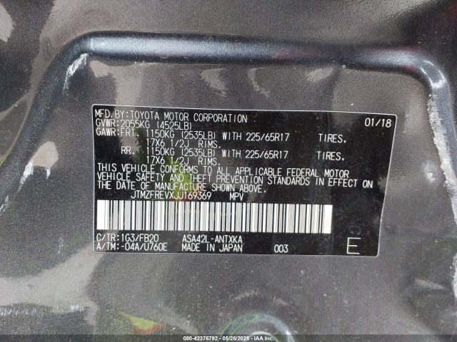 JTMZFREVXJJ169369 Toyota RAV4 LE