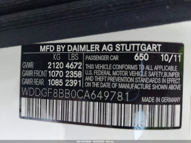 2012 MERCEDES-BENZ C 300 WDDGF8BB0CA649781 Photo 8