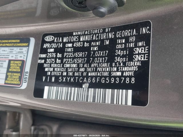 5XYKTCA66FG593788 KIA SORENTO LX