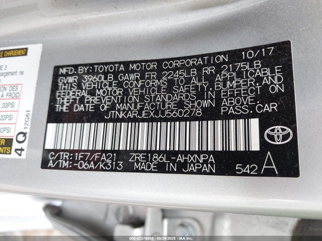 JTNKARJEXJJ560278 Toyota COROLLA IM