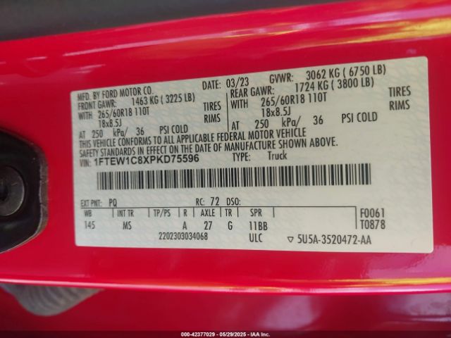 1FTEW1C8XPKD75596 Ford F-150 King Ranch/lariat/platinum/xl/xlt