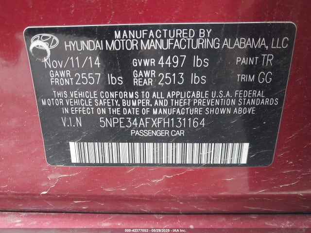5NPE34AFXFH131164 Hyundai dohc gdi theta-ii
