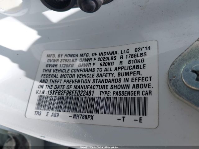 19XFB2F96EE022461 Honda Civic Ex-l