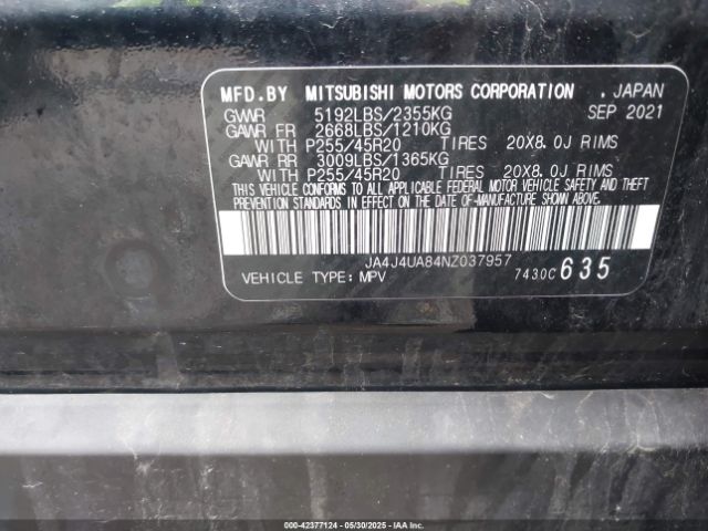 2022 MITSUBISHI OUTLANDER JA4J4UA84NZ037957 Photo 8