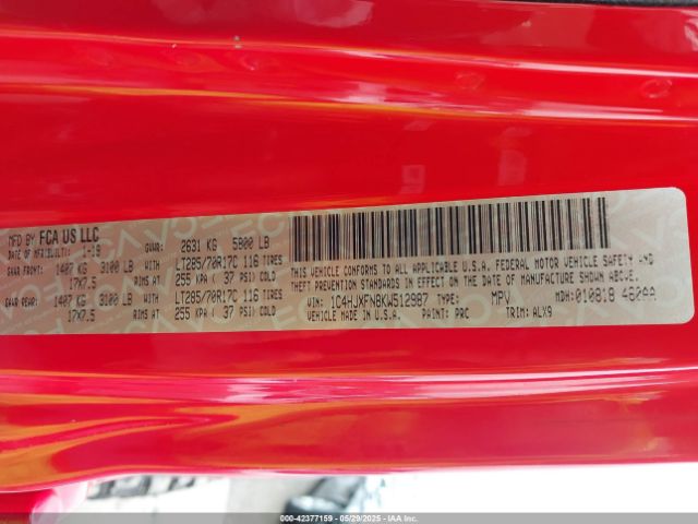 2019 JEEP WRANGLER UNLIMITED 1C4HJXFN8KW512987 Photo 8