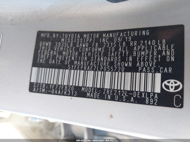 5YFEPRAE7LP055720 Toyota COROLLA LE