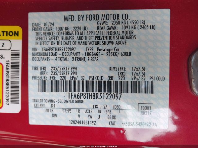 2024 FORD MUSTANG 1FA6P8TH8R5122097 Photo 8