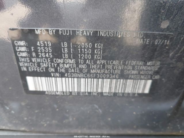 4S3BNBC66F3009346 Subaru Legacy 2.5i Premium