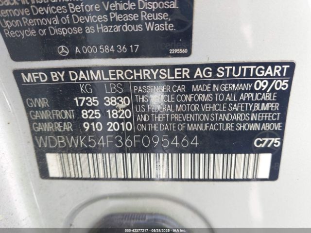 2006 MERCEDES-BENZ SLK 280 WDBWK54F36F095464 Photo 8