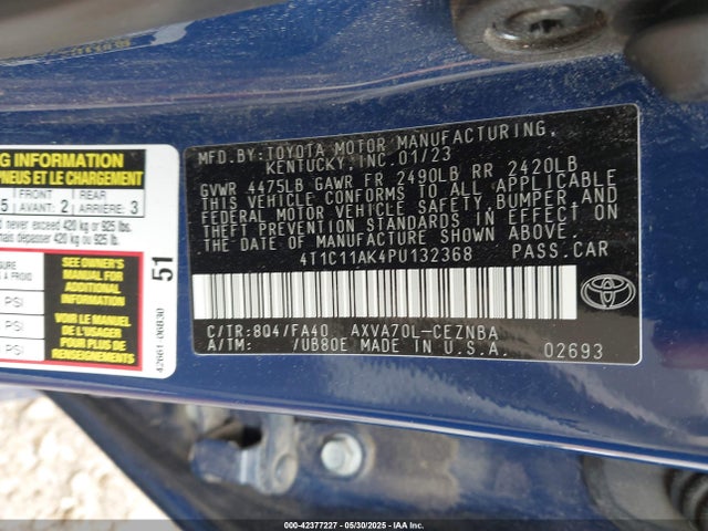 4T1C11AK4PU132368 Toyota a25a-fks