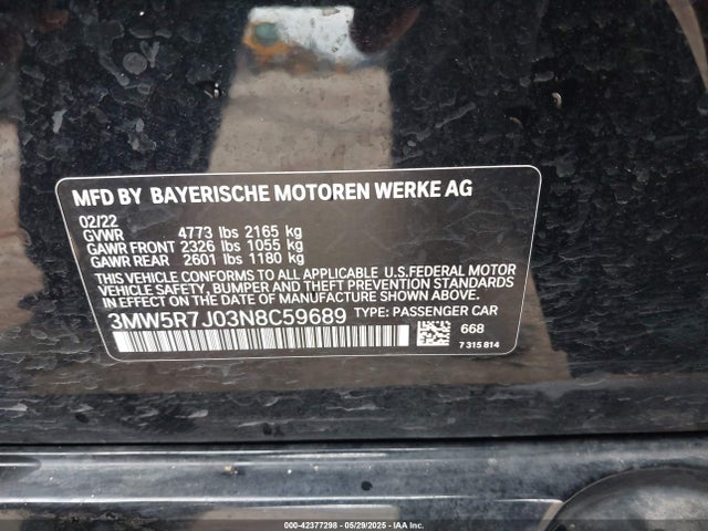 3MW5R7J03N8C59689 BMW 330I
