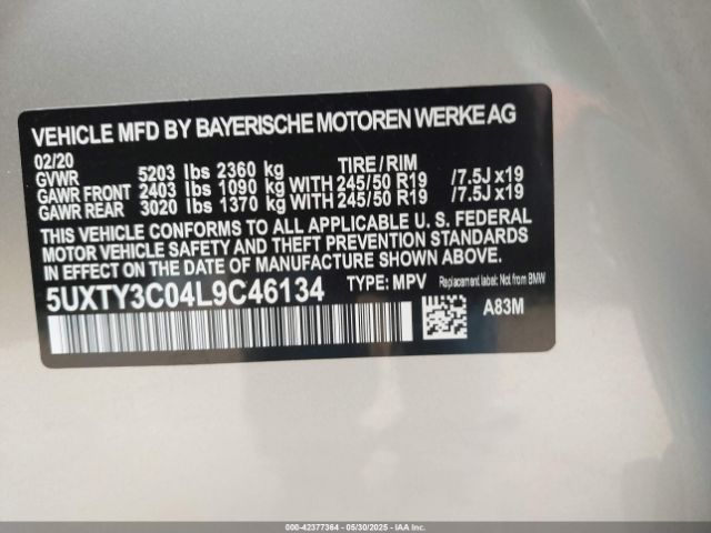5UXTY3C04L9C46134 BMW 2020