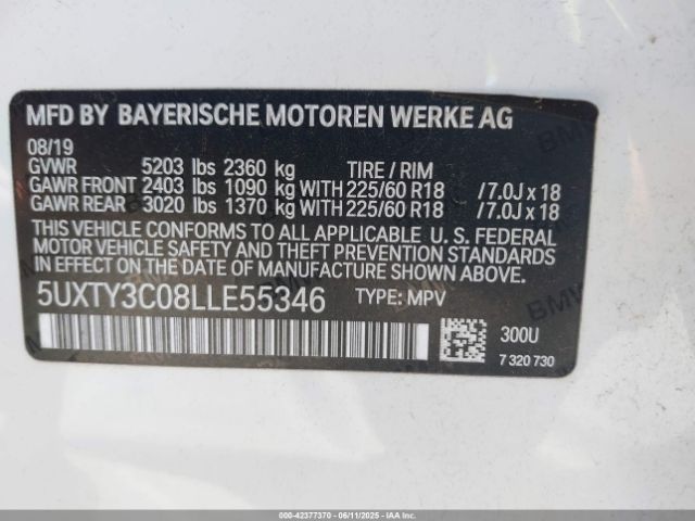 2020 BMW X3 5UXTY3C08LLE55346 Photo 8