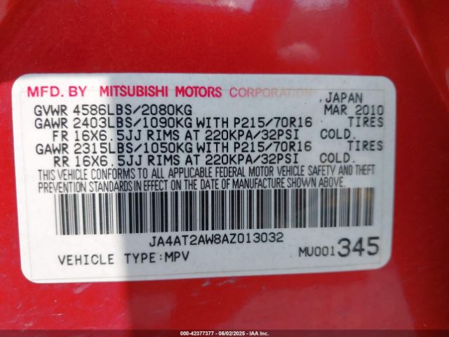 2010 MITSUBISHI OUTLANDER JA4AT2AW8AZ013032 Photo 8
