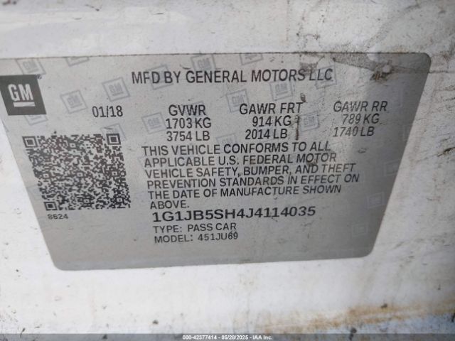 1G1JB5SH4J4114035 Chevrolet Sonic Ls Auto