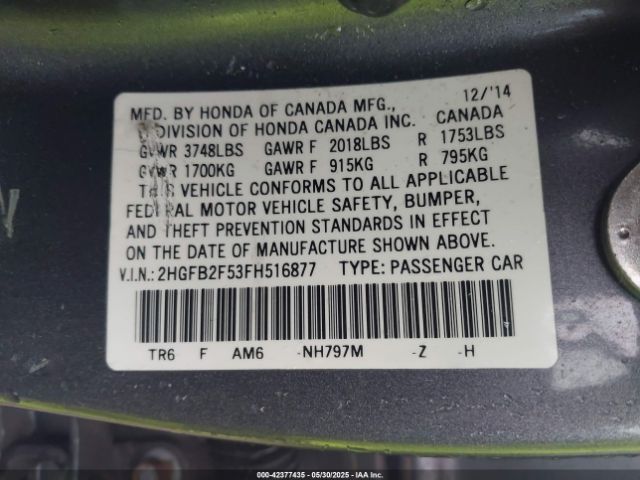 2HGFB2F53FH516877 Honda Civic Lx